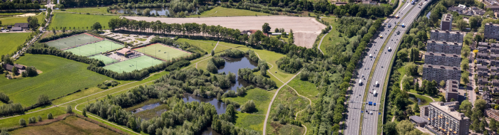 Luchtfoto van recreatiegebied De Schammer bij Amersfoort en Leusden
