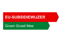 De tekst EU-subsidiewijzer Groen Groeit Mee op een gekleurde achtergrond