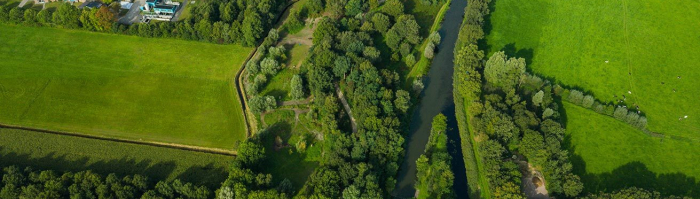 Luchtfoto van verdedigingswerk De Roode Haan